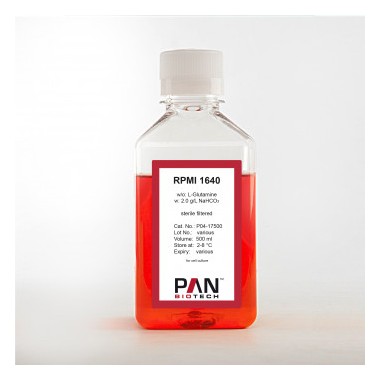 RPMI 1640, w: 2 mM L-Glutamine, w: 1 mM Sodium pyruvate, w: 4.5 g/L Glucose, w: 10 mM HEPES, w: 1.5 g/L NaHCO3