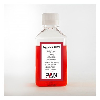 Trypsin 0.05 %/EDTA 0.02 % in HBSS, w/o: Ca and Mg, w: Phenol red